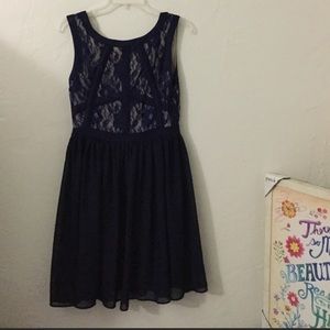 Blue Lace & Chiffon skater dress